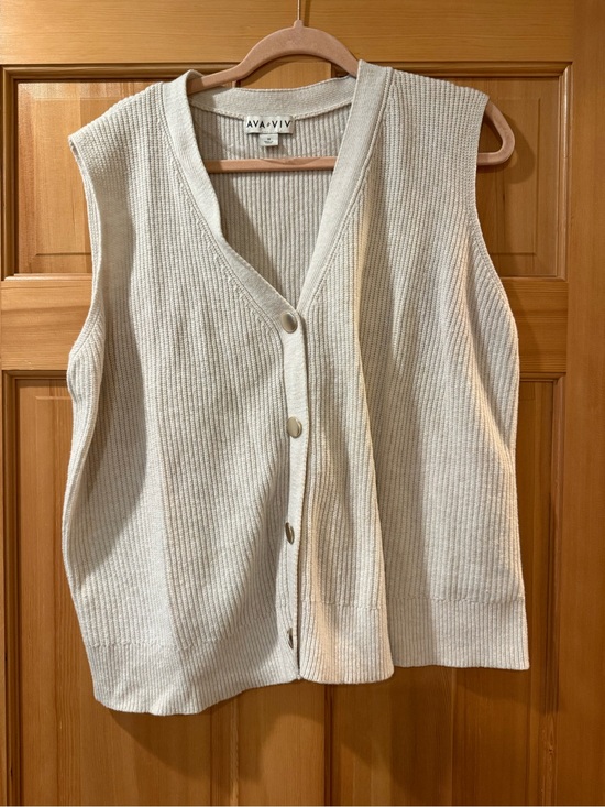 Ava & Viv Jackets & Blazers - Ava & Viv Cream Ribbed Button-Front Vest
